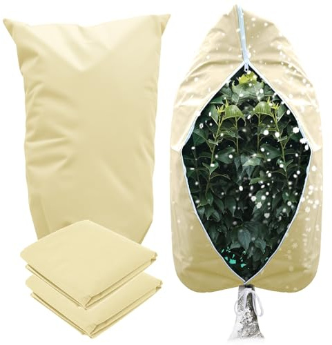 GUKULIVEL 2 Packs Garden Fleece Frost Protection 80gsm 200x240CM – Plant Fleece for Plants Protection from Frost, Horticultural Fleece Bags with Zipper & Drawstring, Plant Covers for Outdoor Use