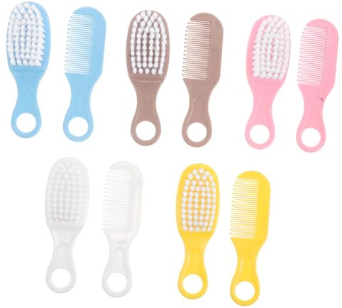 CTIRCHIU 5 Sets Newborn Baby Hair Brush and Comb Set, Soft Nylon Bristles, Lightweight Ergonomic Handle, Baby Bathing and Shower Grooming Kit