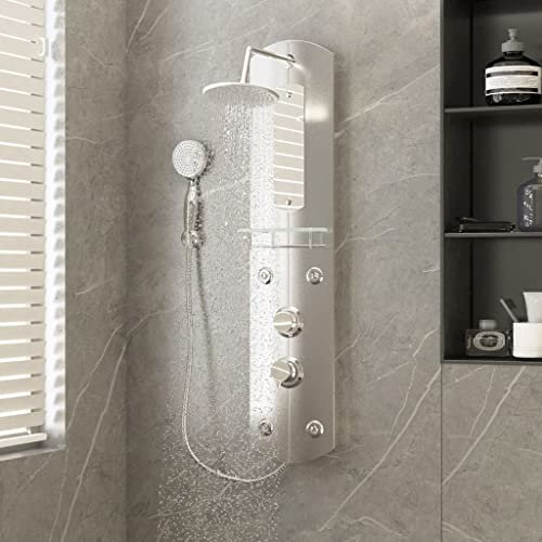 Générique Panneau de Douche 25x43x110 cm Argenté,Jets pour baignoires & douches,7.62KG-151421