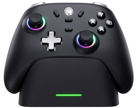 PC Controller with Charging Base, 1000Hz Polling Rate, Hall Joystick, 3 Modes - 2.4GHz/Bluetooth/Cable, 800mAh Battery, Turbo, Vibration, Gaming Controller for PC/NS/Switch 2/iOS/Android