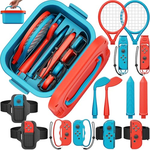 Deruitu 15 in 1 Switch Sports Accessories Bundle Set for Nintendo Switch/ OLED, Switch Sports Games Accessories Kit, Family Party Pack Set for Switch OLED Sports Games