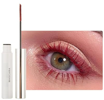 Ultra Fine Waterproof Mascara de pestañas largas, resistente al agua, pincel fino negro, máscara de larga duración con fibra de seda, no grumosa (11 rojo oscuro, fino)