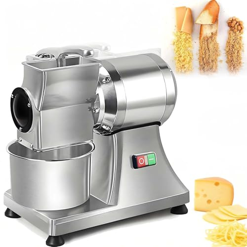LYNNEYING Rallador de Queso Mejorado, Molino de Nueces Multifuncional, 900W Cobre Puro, Entrada 6 Pulgadas, Protección Contra Sobrecalentamiento, Acero Inoxidable para Queso/Cacahuetes/Pan/Pizzerías
