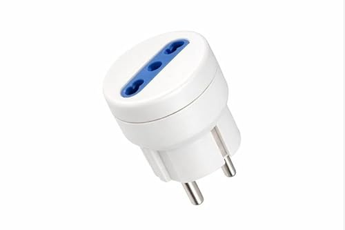 Adattatore 10/16A + T Schuko Bianco per Spine Italiane Bipasso 10A e 16A Compatibile con Prese Schuko Corpo Compatto Sicuro Uso Domestico – LEMAG SRL