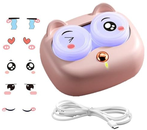 Kontaktlinsrengörare, USB-rengöringsmaskinsverktyg, 7,76 x 6,24 tum med 3 lägen, hållbart ABS-vårdtillbehör, linsbricka med kompakt design, rengöringsverktyg för hemresor, Refer to description