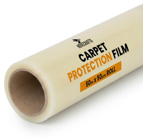 NOVECRAFTO Carpet Protector Roll, 50m x 50cm (25m²) – Heavy-Duty, Puncture-Resistant Carpet Protector Film – Strong Self-Adhesive, Waterproof Floor Protection Roll for Painting, Moving & Construction