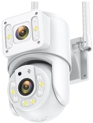 Övervakningskamera, 8MP IP-övervakningskameror Dubbla lins PTZ utomhus vattentät säkerhetskamera Människoupptäckt spårning Fullfärg Night Vision
