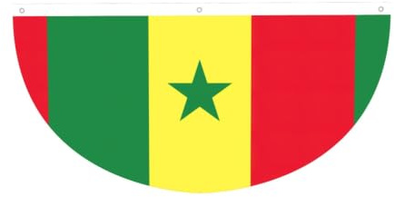 Drapeau du Sénégal imprimé léger semi-circulaire Bannière extérieure Décorations de fête