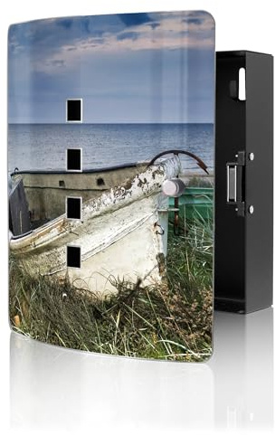 banjado Design Schlüsselkasten aus Edelstahl für 10 Schlüssel - Schlüsselschrank zur Schlüssel Aufbewahrung 24 x 21,5 x 7cm groß mit praktischem Magnetverschluss - Motiv Vergessenes Fischerboot