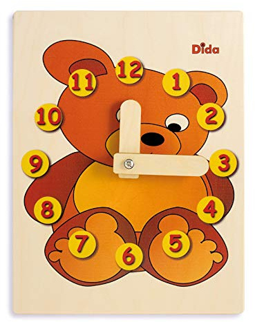 Dida - Lernuhr Für Kinder - Bär - Spielerisch Die Uhrzeit Lernen, Eine Kinderlernuhr Aus Holz Für Den Kindergarten, Die Vorschule Und Zu Hause