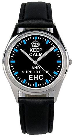 KIESENBERG Armbanduhr München Eishockey Geschenk Artikel Idee Fan Damen Herren Unisex Analog Quartz Lederarmband Uhr 36mm Durchmesser B-2076