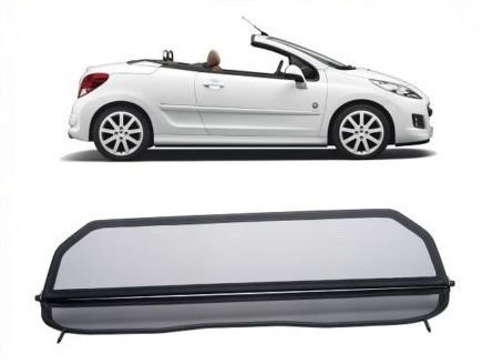 Tief-Tech Windschott für Peugeot 207 Cabriolet - Klappbar - mit Schnellverschluss – Schwarz | Windabweiser | Windblocker | Wind Deflector