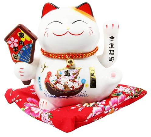 Freak Scene Glückskatze - Maneki-Neko - Winkekatze aus Porzellan 15,5 cm weiß - Maneki Neko 02