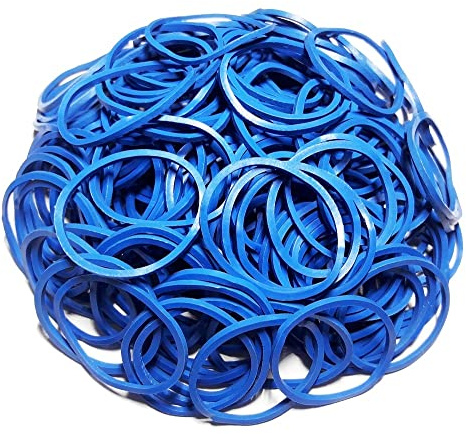 200 elastici in gomma da 2,5 cm, 25 mm, multicolore, elastici larghi e colorati in gomma, per cancelleria, per scuola, casa, banca, ufficio, colore: blu