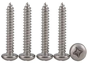 Drenky 100 Pcs Phillips Pan Head Screws 304 Stainless Steel Self-Tapping Screws Self-drilling Wood Screws Standard Cross Groove Full Thread Woodworking Fastener M3 X 16