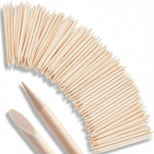 Maitys 200 Pieces Orange Sticks for Nails 4.53 Inch Wooden Cuticle Pusher Remover Double Sided Multi Functional Wood Manicure Pedicure Tool for Home and Salon