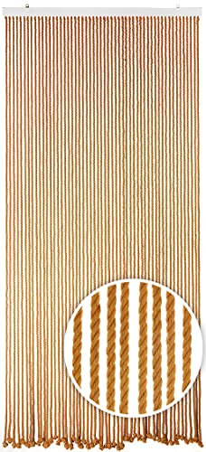 Kobolo Seilvorhang Light Brown, 90x200 cm, 54 Stränge, brauner Türvorhang aus Baumwollseil, dekorativer Fliegenvorhang, Raumteiler oder Türdeko für den Innenbereich