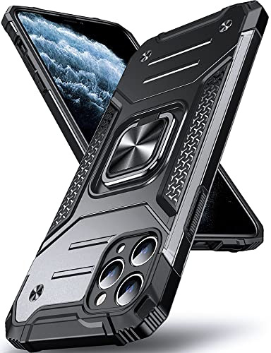 DASFOND Armor Hülle für iPhone 11 Pro Max Case mit Kameraschutz Militär Stoßfest Handyhülle [Upgrade 2.0] 360 Grad Metal Ring Halter Ständer Schutzhülle [für Handyhalterung Auto Magnet], Schwarz
