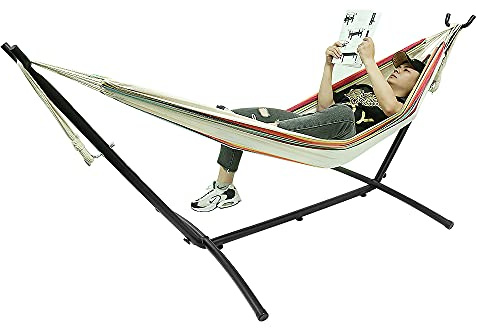 Support pour Hamac Double, Hamac sur Pied en Métal pour Jardin Intérieur Extérieur, La Toile n'est Pas Incluse (257)