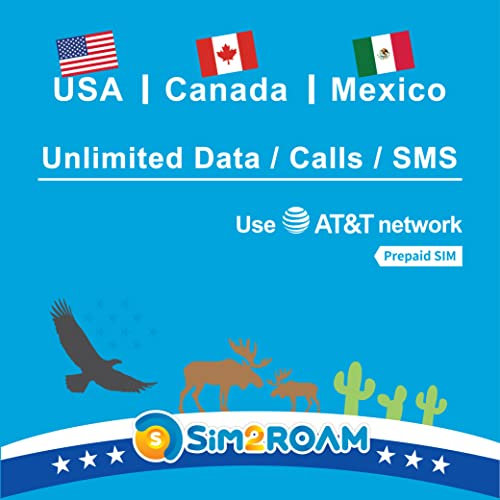Carte SIM AT&T aux États-Unis, Canada, Mexique | Données/appels Haute Vitesse illimités | Carte SIM ATT États-Unis, CA, Canada, Mexique | Compatible Uniquement avec iPhone (15 Jours)