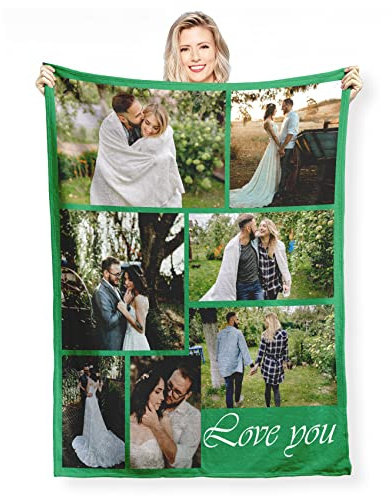 Personalised Photo Blanket with Own Photo Text Collage, Fotodecke, Personalisierte Decke mit Foto, Friends, Family, Father, Mother, Children, Gift for Birthday, Christmas, Wedding, Anniversary