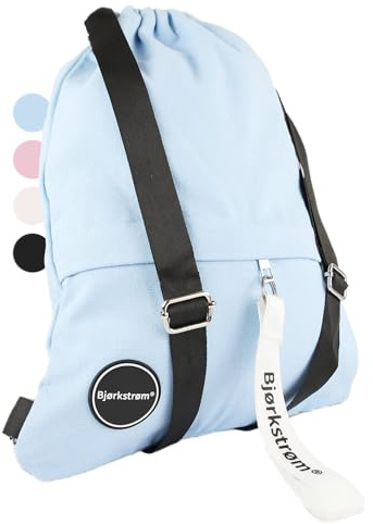 Bjørkstrøm® Sportbeutel mit Außentasche und Reißverschluß - Lifestyle Rucksack mit Verstellbar Tunnelzug - Turnbeutel - Gymsack für Damen & Herren