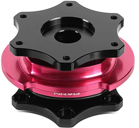 NRG Innovations SRK-R200BK-PK SFI 42.1 Spec D Shaped 6-bolt Steering Wheel Quick Release Adapter,Black Quick Release/Pink Ring