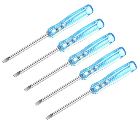 sourcing map Mini Slotted Screwdriver, 2.0mm Flat Head 65mm Length for Small Appliances Repair, 5 Pcs