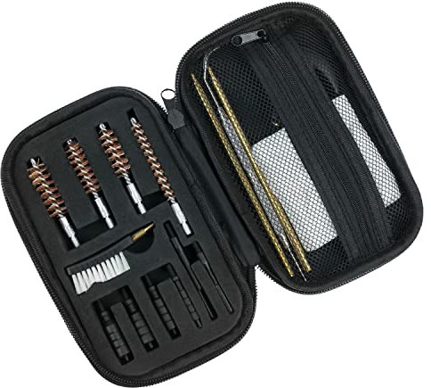 HMF 3952-02 Waffenreinigungsset für Kurzwaffen | Kaliber .22, .357, .38, .40, .45, 9mm Pistole | Kunststoff Patchhalter