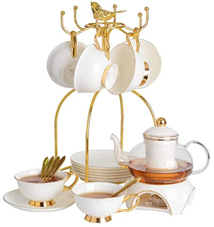 Set da tè pomeridiano Inglese in Stile Corte Set da tè con Fiori in Stile Europeo Set di Tazze da tè con Fiori (A Come Mostra L'Immagine)