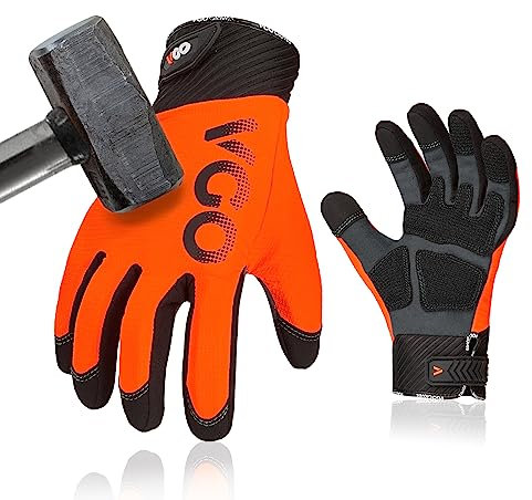 Vgo... Safety Work Gloves Anti Impact Touchscreen,Mechanics Gloves,Impact Gloves,Anti-Vibration Gloves,Oild and Gas digging Gloves,Heavy Duty(SL9793IP,Orange,M,1Pair)