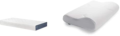 TEMPUR Ease by Roll-Matratze 90 x 200 cm, Weiß & Original Schlafkissen, ergonomisches Nackenstützkissen für Seiten- und Rückenschläfer, Memory Foam, Weiß, S (31 x 50 x 8 cm)