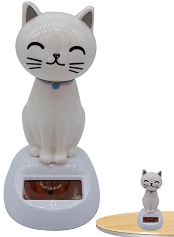 Solarbetriebene Tanzende Katze, Solarbetriebener Schwingender Katze, Solar Tanzende Katze Wackelfigur Spielzeug für Auto Armaturenbrett Haus Büro Schreibtisch Dekoration, Geschenk für Fahrer Kinder