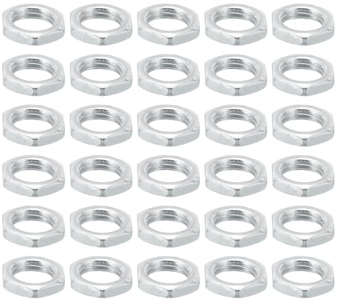 PATIKIL M10x1.0 Stahl Sechskantmuttern 60 Pack Metrische Gewinde Verzinkt Beschläge Muttern Schraube Bolzen Befestigungsteile für Lampen Maschinen Reparatur 3mm Höhe
