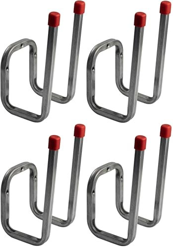 Gedotec Wandhalterung - Doppel-Wandhaken zum Schrauben Stahl verzinkt | 4 Stück Stiefelhaken 200 mm inkl. Befestigungsmaterial | Allzweckhaken aus Metall | Wandhalterung Garage | Wand-Montage
