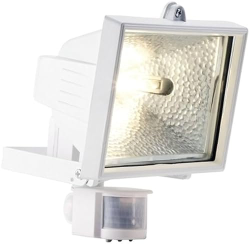 Powermaster Eco Halogen S5890 400W Floodlight with PIR, 12m Range, 180 Degree PIR, IP44 White