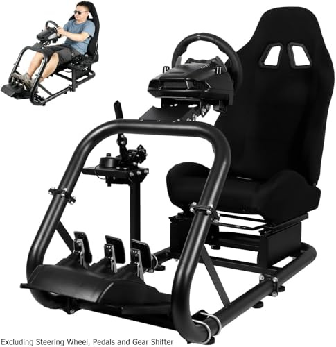 Dardoo Racing Simulator Cockpit Frame with Real Blackseat Fits for Logitech G923 G29 G920, Thrustmaster, Fanatec, Xbox Adjustable Racing Wheel Stand, Not Included Wheel, Pedal and Handbrake