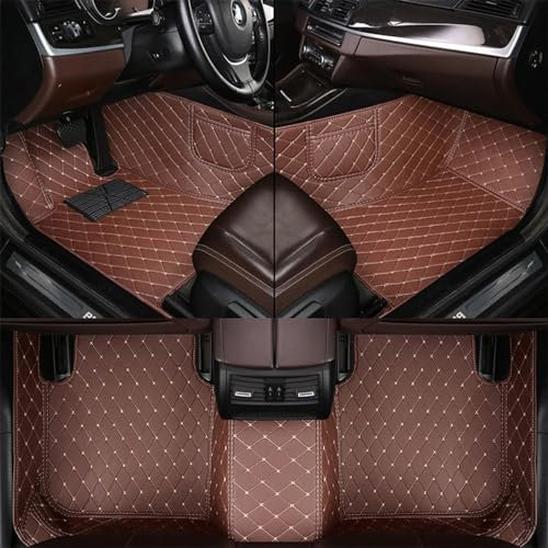 SANSHAOS Nach Maß Leder Fußmatten Auto für VW Touareg (CR7) SUV 2017-2022,Fussmatten Auto wasserdichte rutschfeste Automatten Autoteppich Auto Deko,Coffee