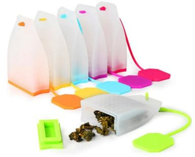 HOLIDYOYO 6piezas Filtros De Té Reutilizables De Silicona Colador Para Tazas y Tetera Infusor De Té Mango Color Aleatorio
