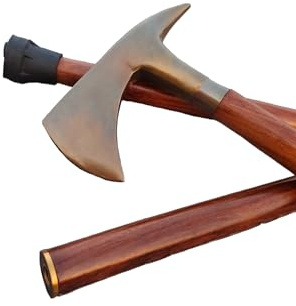 SHAIMPERIAL Vintage Gehstock für Ältere Axt Kopf Griff Gehstock für Männer und Frauen Einzigartiges Designer Sammlerstück Geschenk Artikel Vater Geschenk Braun