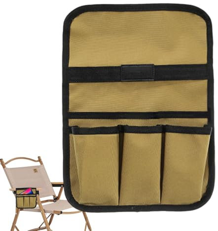 Acunny Bolsa de almacenamiento para silla de ruedas, portavasos para silla de playa | Organizador de bolsillo lateral para silla de camping de doble capa,Bolsa lateral portátil para silla de playa