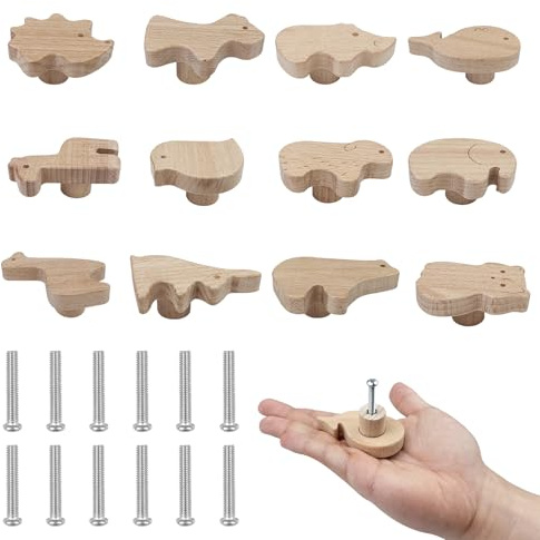Maxentico Möbelknöpfe(12Pcs), Schrankknöpfe Schubladenknöpfe Holz Möbelgriff, Holzgriffe Möbel Knöpfe für Schränke Schrankgriffe, Möbelgriffe für Schrank Holzknöpfe Kommode für Kinderzimmer