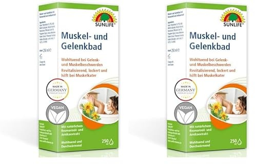 SUNLIFE Muskel- & Gelenkbad 1 x 250ml - Muskelentspannung Bad mit natürlichem Rosmarinöl & Arnika-Extrakt - Badezusatz Muskelentspannung bei bei Gelenk- / Muskelbeschwerden & Muskelkater