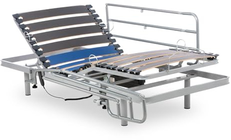 Geriafy - Elektrisch Verstellbarer Lattenrost verstärkt | Robuste klappbare Bettgitter (90x200 cm, Kabelsteuerung + Bettgitter)