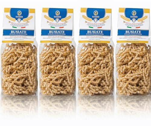Terramia Busiate di Grano Duro Siciliano – Pasta Artigianale Trafilata al Bronzo, Lenta Essiccazione a Bassa Temperatura, Formato Scorta 2kg (4 Buste x 500g)