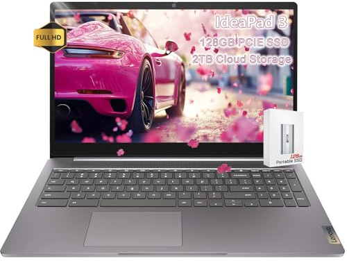 Lenovo IdeaPad 3i Chromebook Laptop Google - Pantalla grande FHD de 15.6 pulgadas - 4 GB de RAM -128G PCIE SSD - HDMI - Wi-Fi 6 - Batería de larga duración - 2024 Google Chromebook Kids School Student