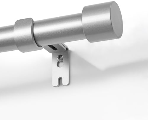 Joydeco Einstellbare Silber Gardinenstange Set 76cm-114cm Dekorative Vorhangstange mit Aluminium Endkappe für Duschraum Schlafzimmer Wohnzimmer DEY2A
