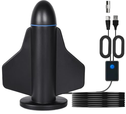 Antenna TV Interna Digitale, Potente Ricezione a Lungo Raggio, Facile Installazione, Supporta 4K/1080p, VHF/UHF, DVB-T – Ideale per Smart TV e Uso Portatile, Cavo Coassiale 5 Metr