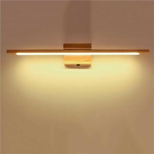Spiegelleuchte Spiegellampe Nordische Holz-Waschtischleuchte, moderne lineare Badezimmer-Wandleuchte, LED-Schminkspiegel-Frontwandleuchte mit Schalter for Schminklicht, Frisiertisch(Warm light)