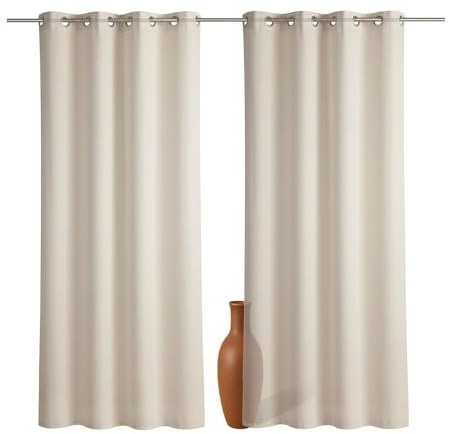 Foxx 2er Set Ösenvorhang Sand 245 cm transparent Moderne Vorhänge | leichte Voile Stores mit Ösen für lichtdurchlässige Fensterdekoration und elegante transparente Gardinen für modernes Wohnen